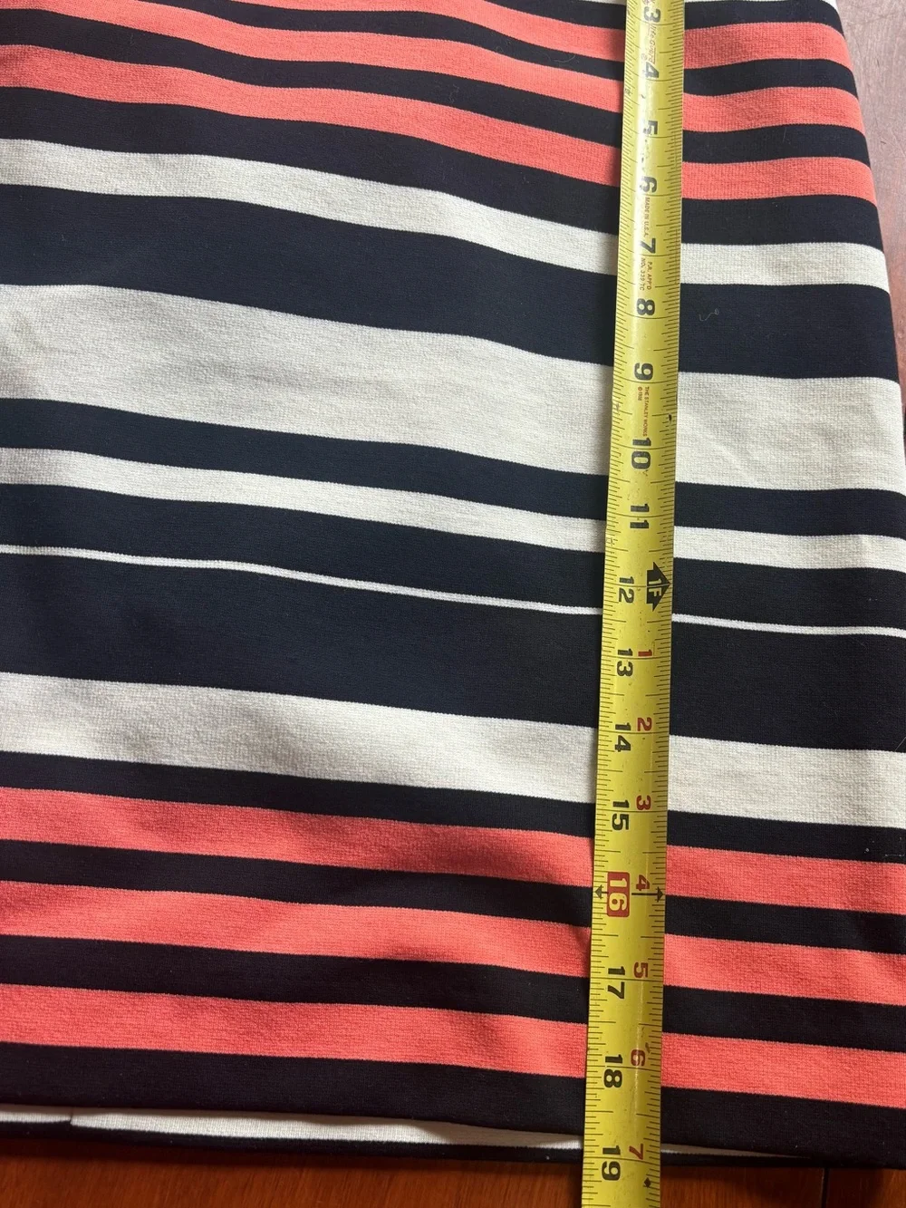 Ann Taylor Navy, Coral & Cream Striped A-Line Skirt - Picture 6 of 6
